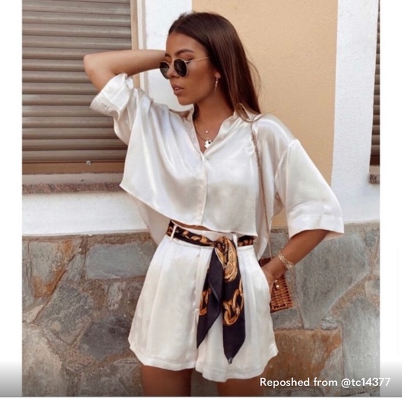 Zara Satin Effect Black Shorts and Top Set in Small - Picture 12 of 16